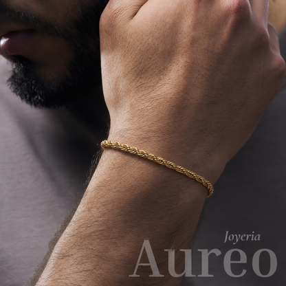 Pulsera tejida lazo en oro laminado 18K certificado 100%