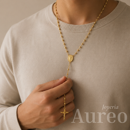 Camandula rezo bendecido en oro laminado 18k