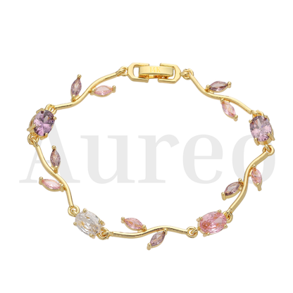 Pulsera Flor de Tulipán en Oro Laminado de 14k con Cierre Mariposa