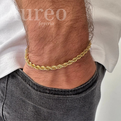Pulsera tejida lazo en oro laminado 18K certificado 100%